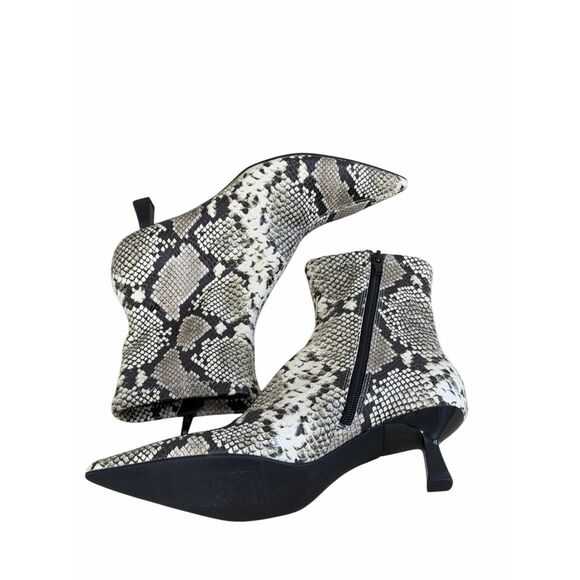 Open Edit Ankle Booties Snake Print Size 6 Pointed Toe Kitten Heel NEW - Picture 6 of 8